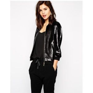 Ted Baker Brosina Sequin Bomber Jacket /  4 Large 10 / Black